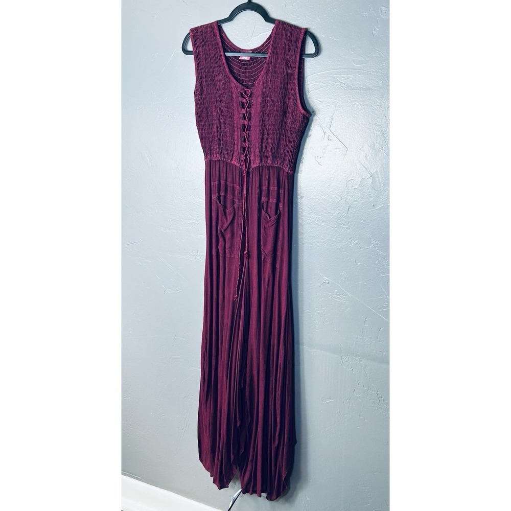 Women's Fashion Terminal Dress Free Size Mineral Wash Midi Boho Hippy